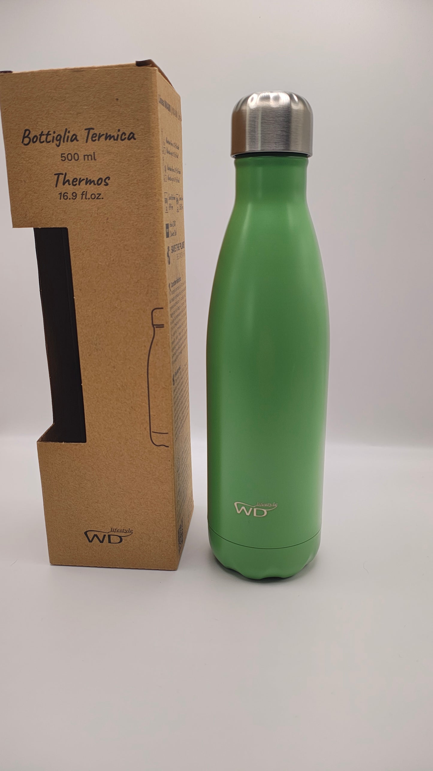 WD Lifestyle Garrafa Térmica Inox 500ml Verde | Frio 24h e Quente 12h