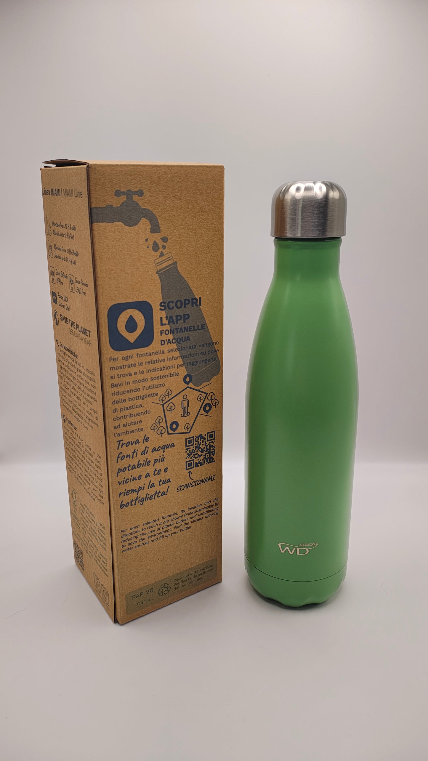 WD Lifestyle Garrafa Térmica Inox 500ml Verde | Frio 24h e Quente 12h