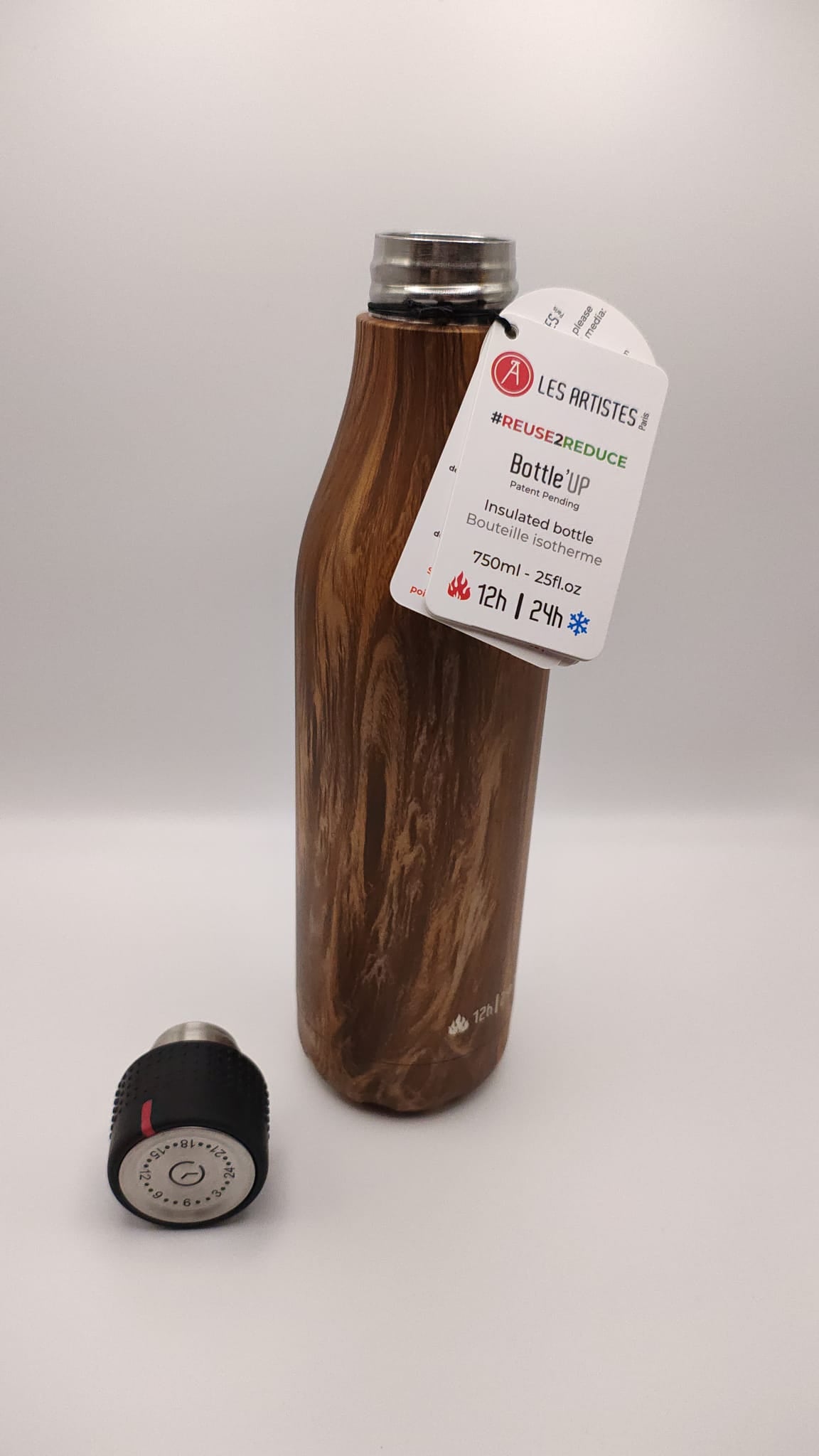 Les Artistes Bottle'Up Garrafa Térmica Inox 750ml Wood | Frio 24h e Quente 12h