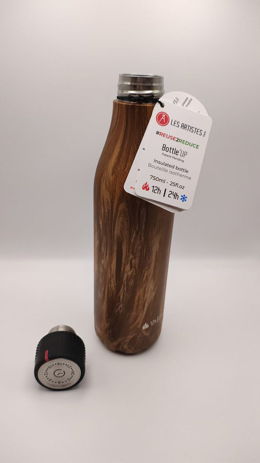 Les Artistes Bottle'Up Garrafa Térmica Inox 750ml Wood | Frio 24h e Quente 12h